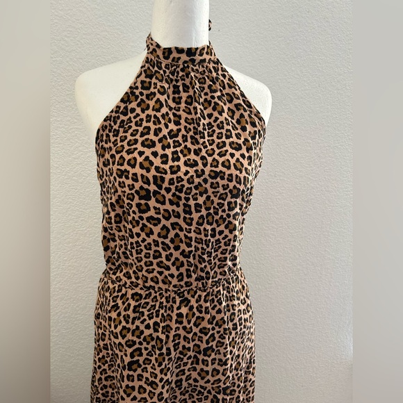 PrettyGarden Leopard Print Halter dress size M 100% viscose - Picture 2 of 8